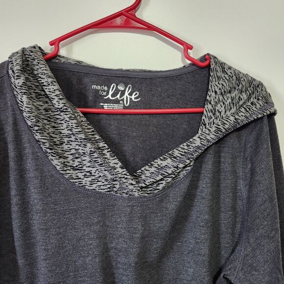 Made for Life Women’s Hooded Sweater Size XL Gray Long Sleeve Lightweight NWT - Picture 4 of 8
